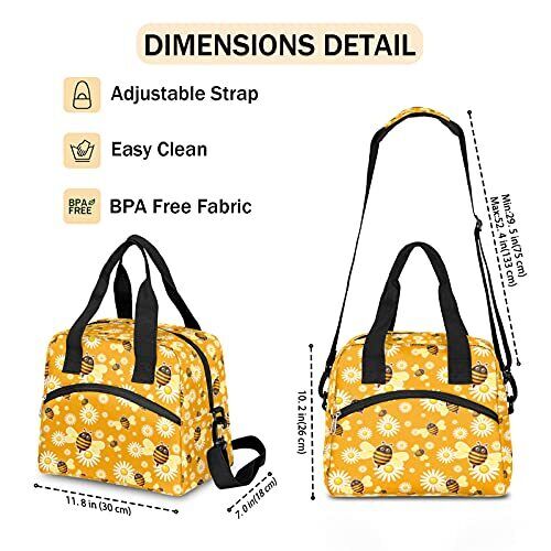 bee print lunch bag