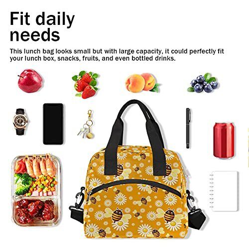 bee print lunch bag