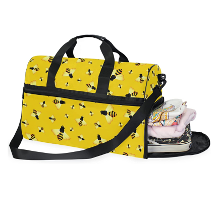 bee print duffel travel bag