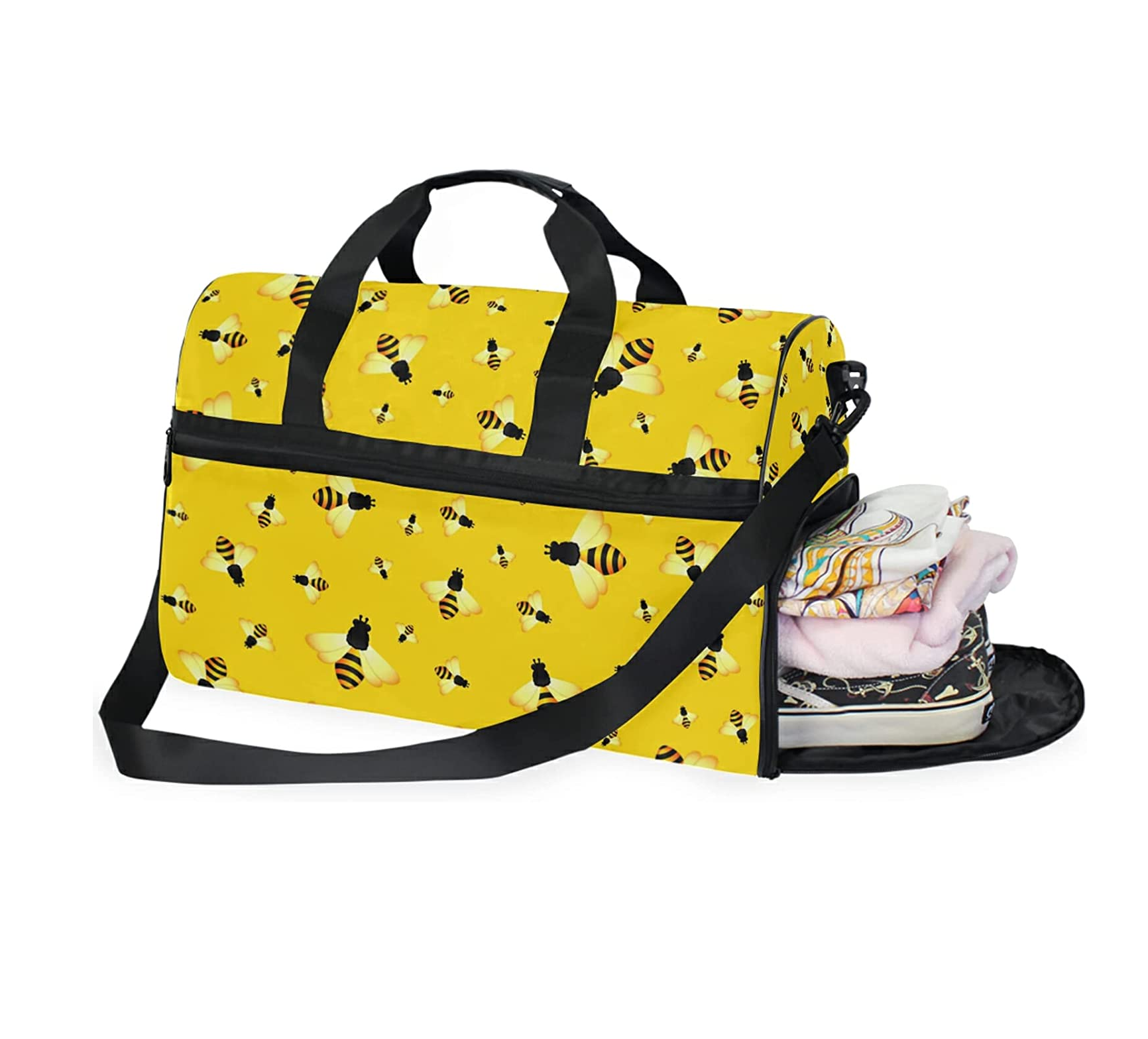bee print duffel travel bag