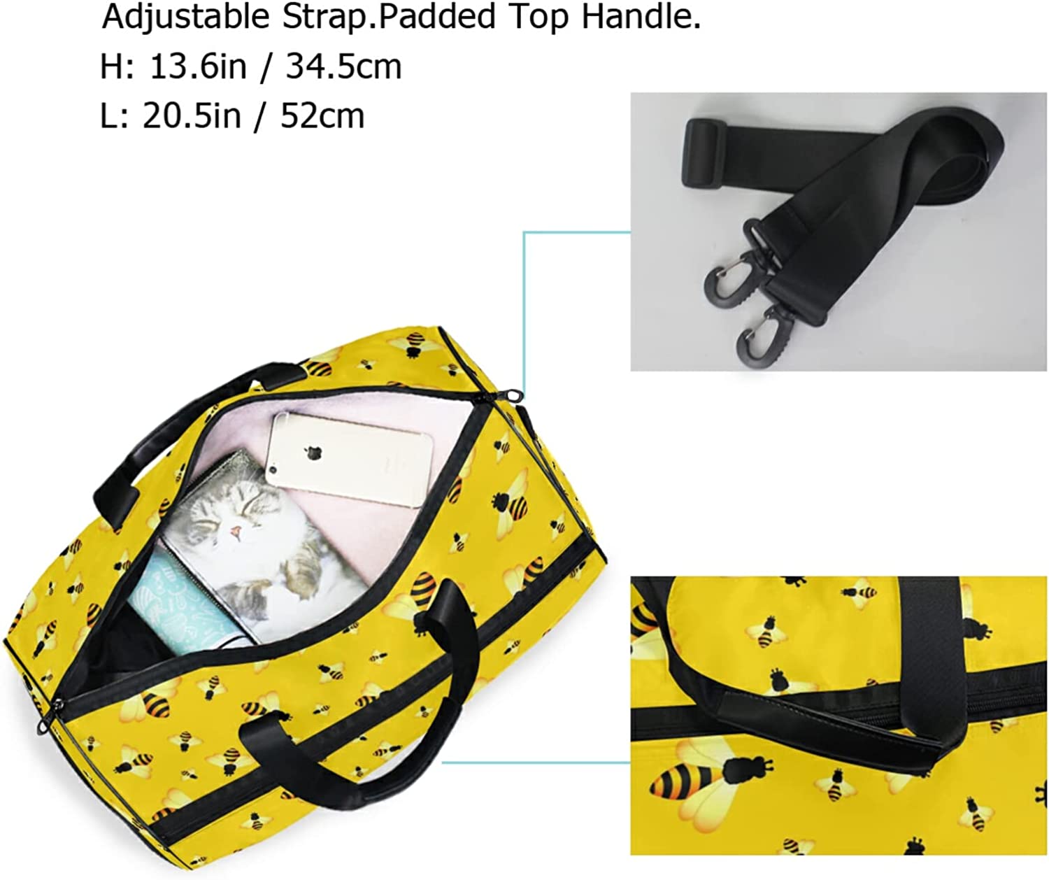 bee print duffel travel bag