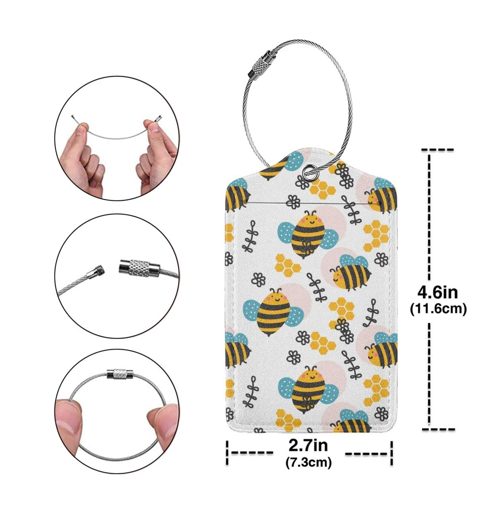 bee print luggage tag label