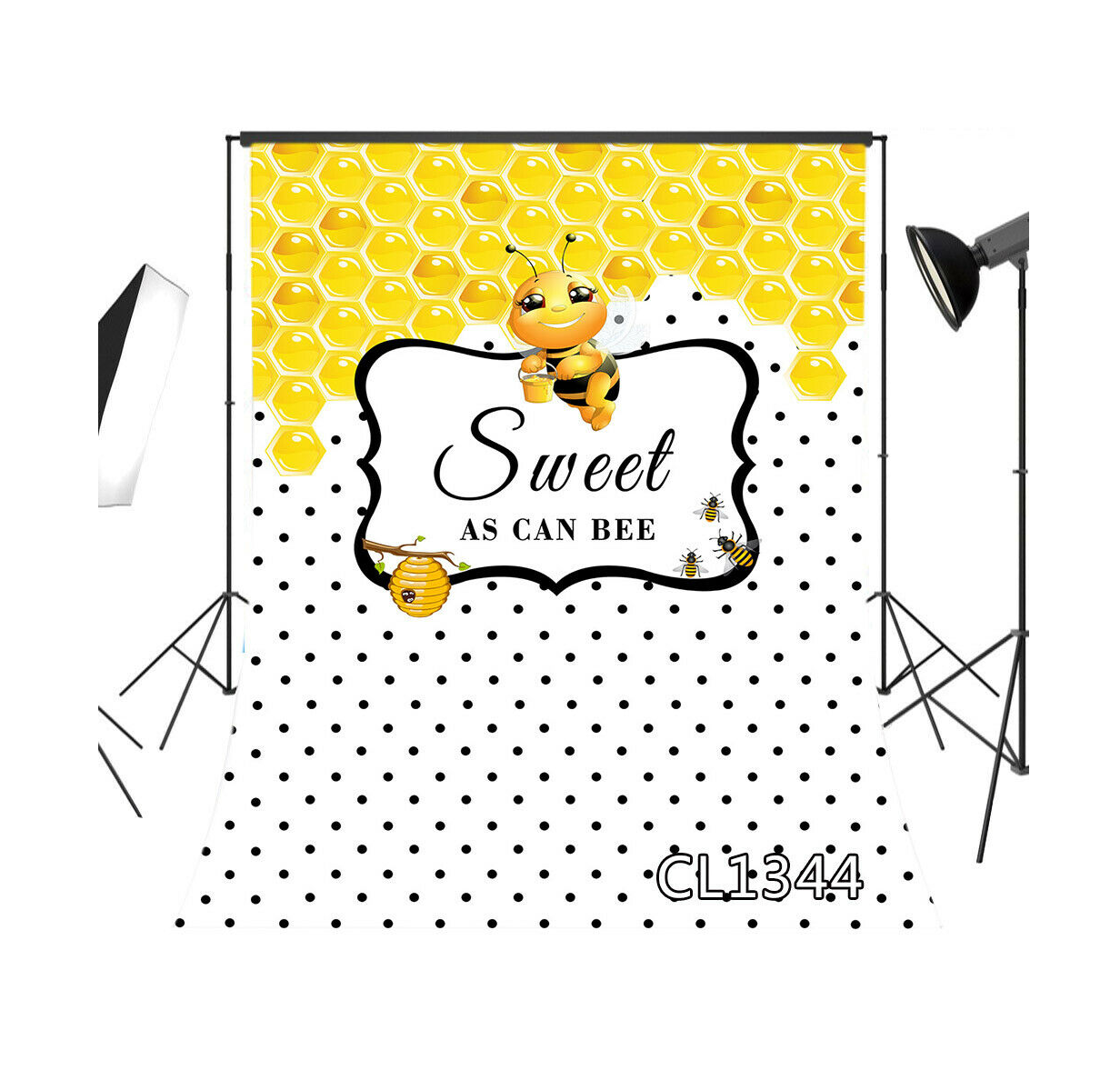 bee print party backdrop (7' x 5' ft)