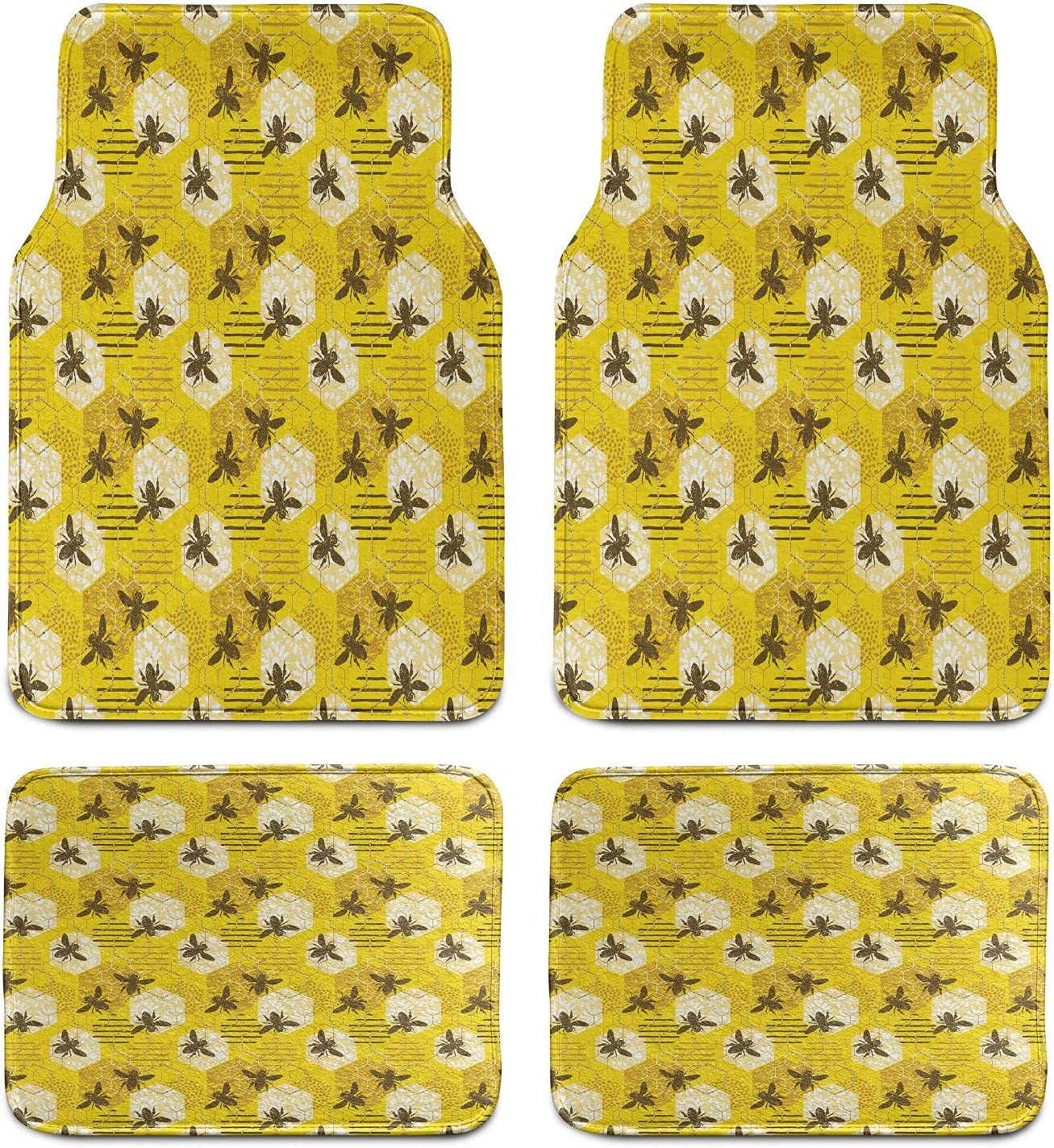 bee print car floor mats (4 pack)