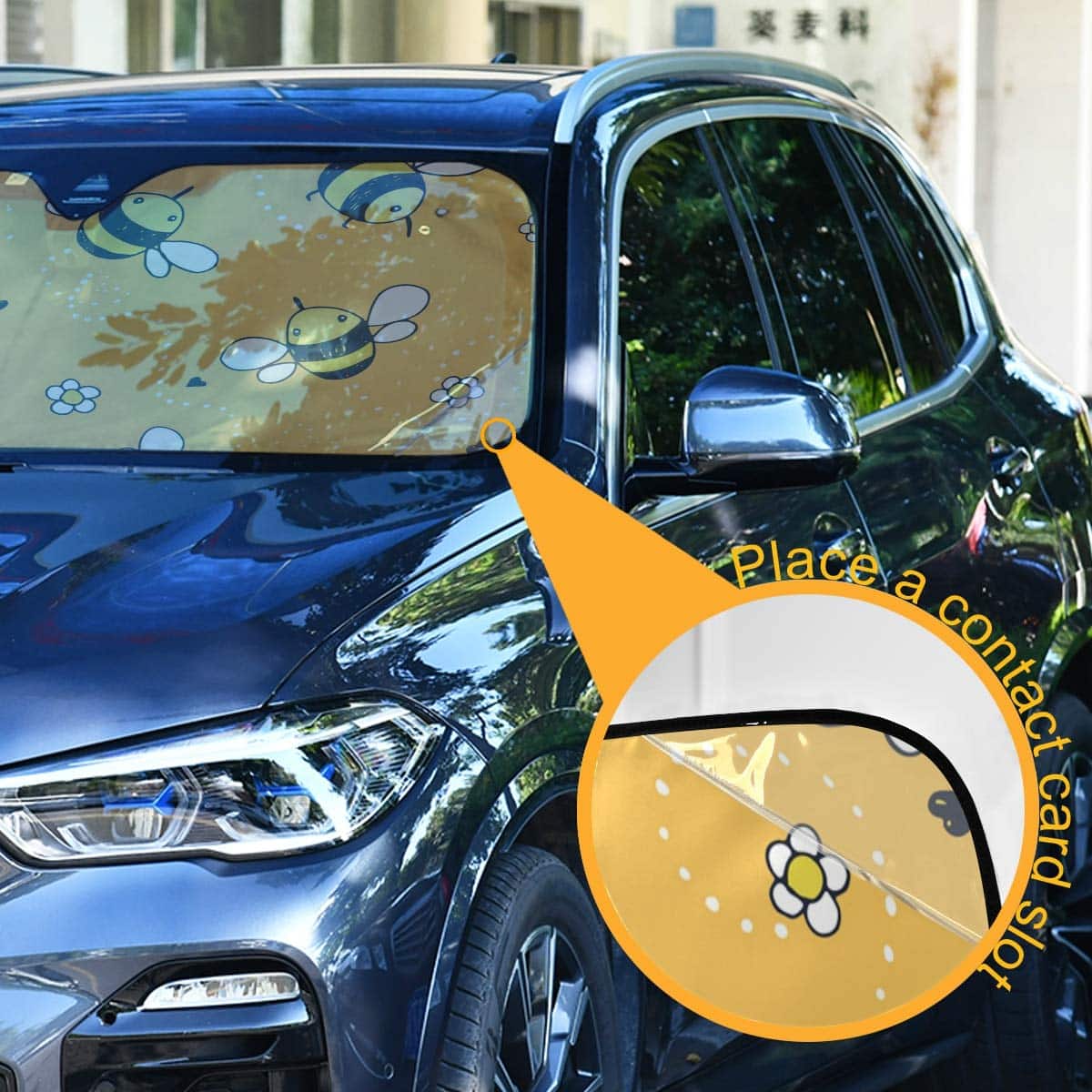 bee print car windshield sun shade