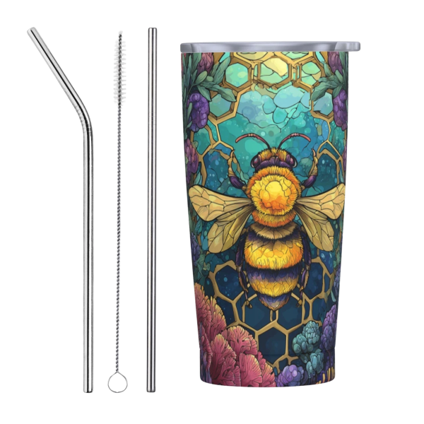 bee tumbler with lid and straw 20oz