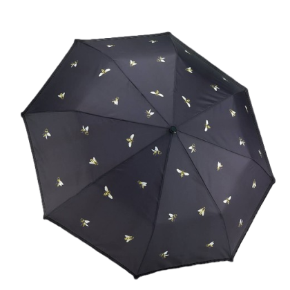 Black Galleria Bees Folding Umbrella