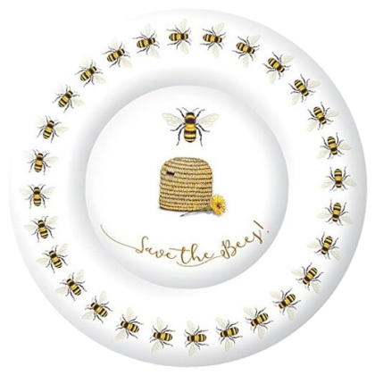 Save The Bees White Party Plates 10.5" for 8
