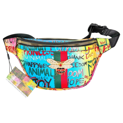 Colorful Bee Graphic Belt Bag