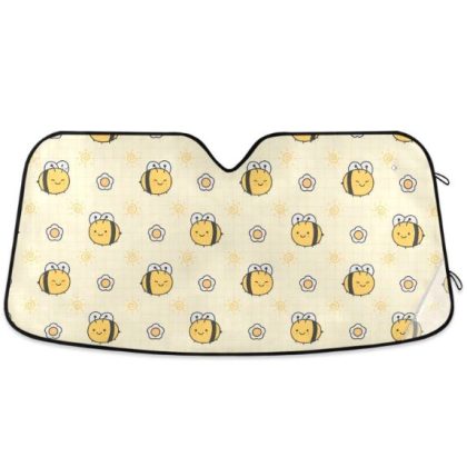 Yellow Bees and Daisy Car Windshield Sunshade
