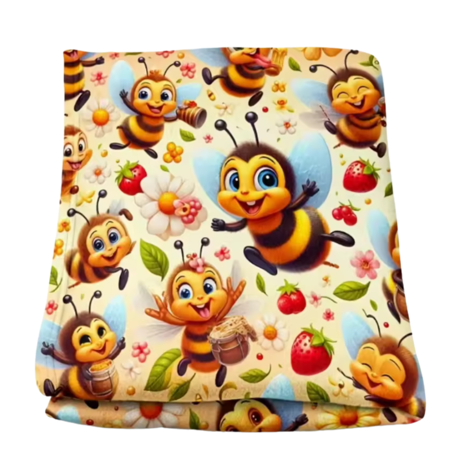 Whimsical Bee Cartoon Fleece Throw Blanket - Image 3