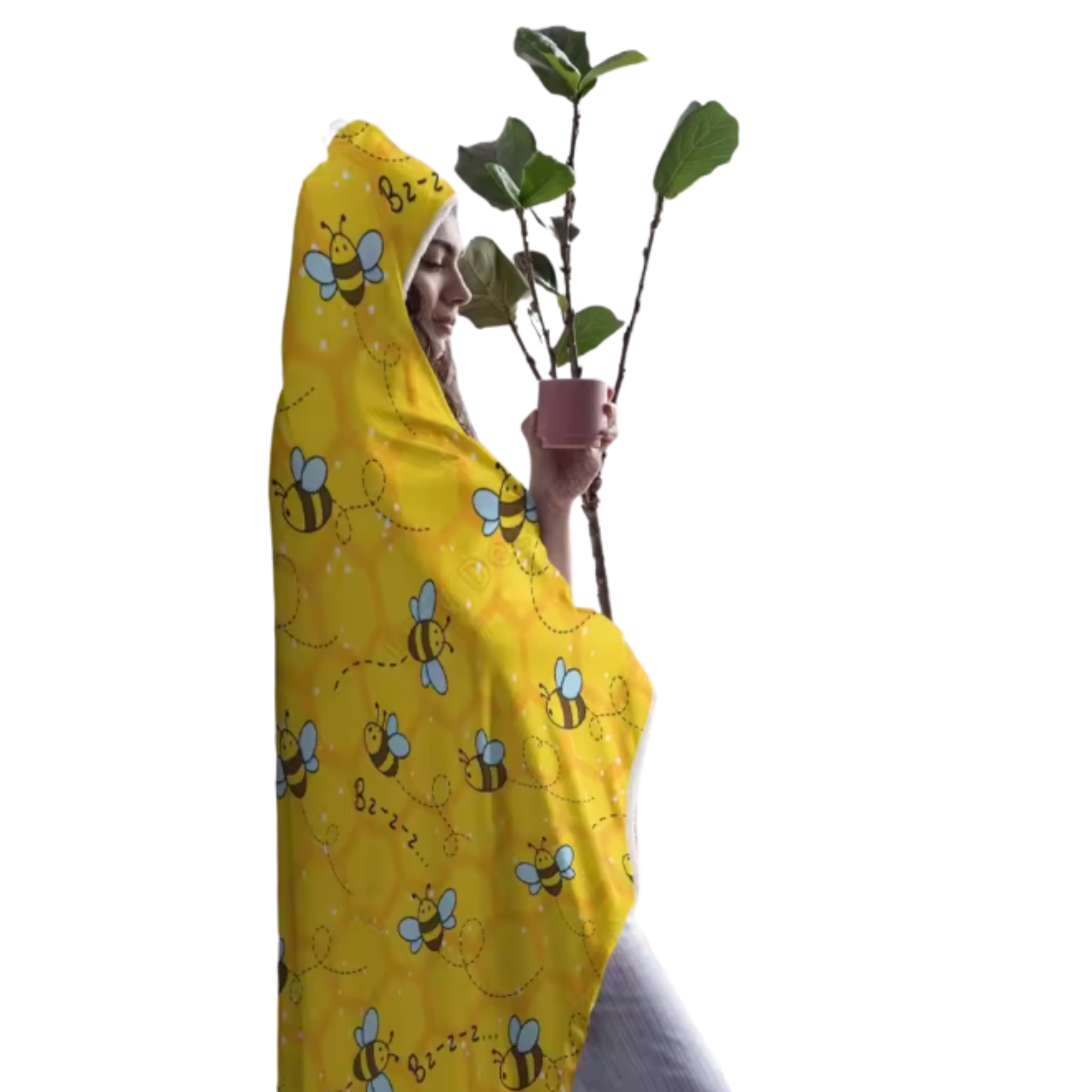 Honeycomb Bee Hooded Throw Blanket - Image 3