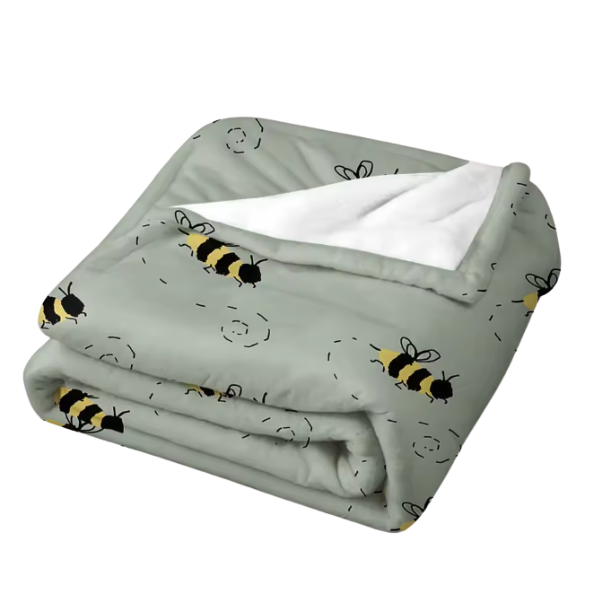 Bee Print Sherpa Fleece Throw Blanket - Image 3