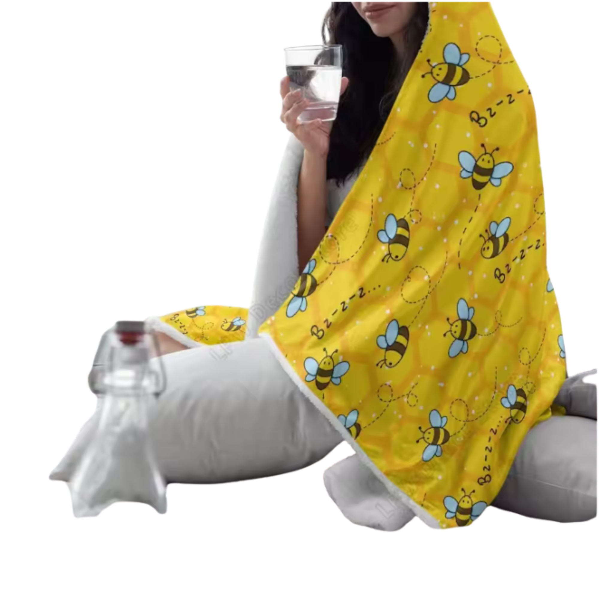 Honeycomb Bee Hooded Throw Blanket - Image 4