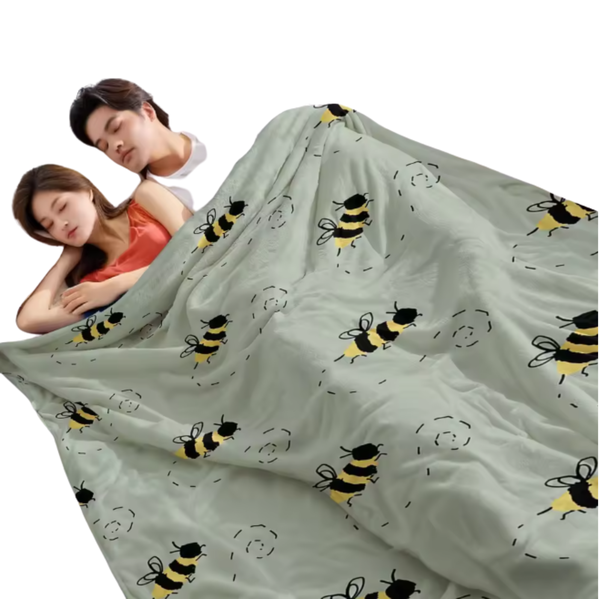 Bee Print Sherpa Fleece Throw Blanket - Image 2