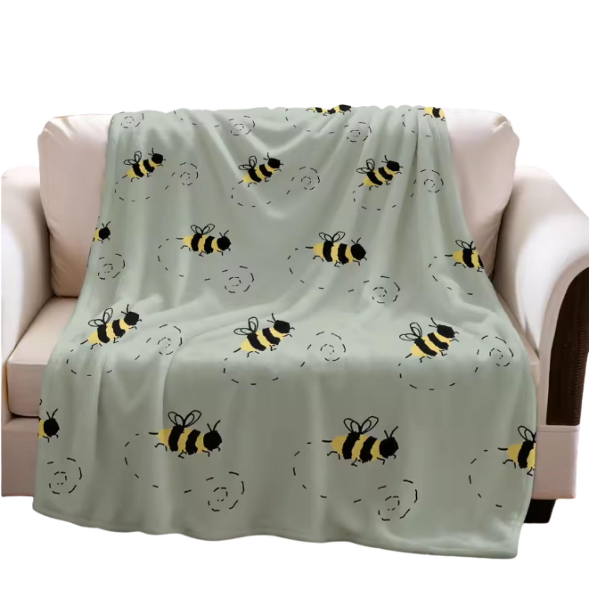 Bee Print Sherpa Fleece Throw Blanket - Image 4