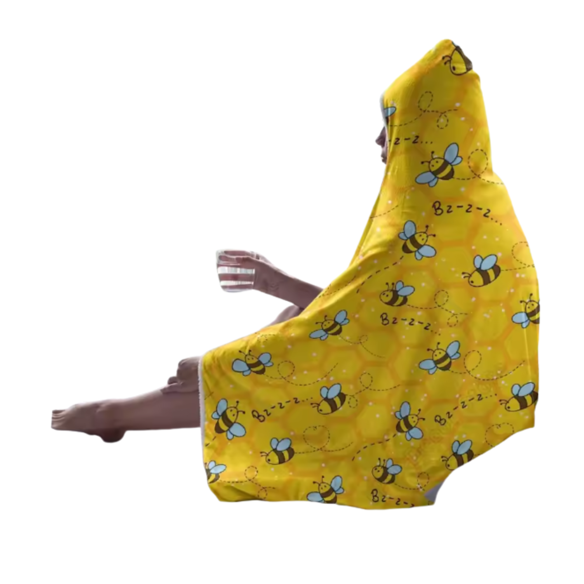 Honeycomb Bee Hooded Throw Blanket - Image 2