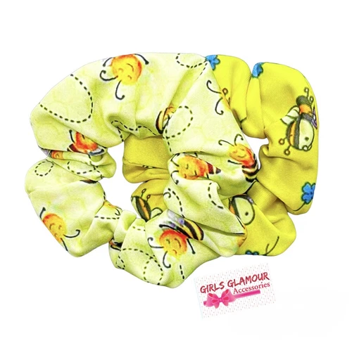 Girl*Glamour Yellow Bee Bow Scrunchie Hair Tie